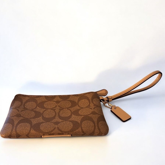 Coach Signature PVC Wristlet – Khaki/Saddle 2 – EUC - Picture 3 of 9